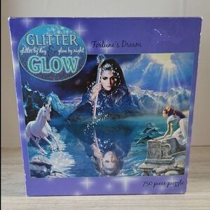 Y2K Glitter & Glow Fortune's Dream Magical Unicorn 750 Piece Puzzle New Vintage